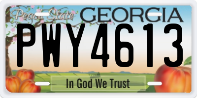 GA license plate PWY4613