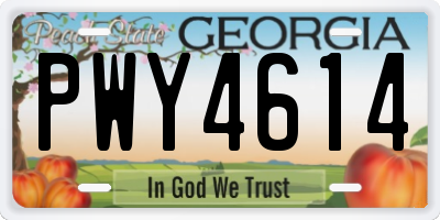 GA license plate PWY4614