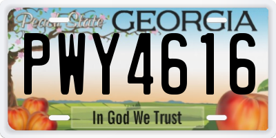 GA license plate PWY4616