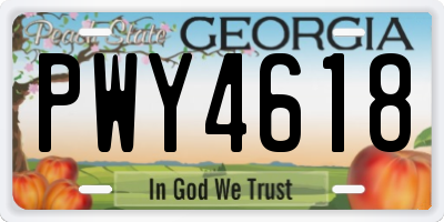 GA license plate PWY4618