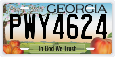 GA license plate PWY4624