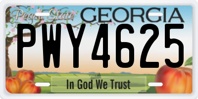 GA license plate PWY4625