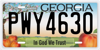 GA license plate PWY4630