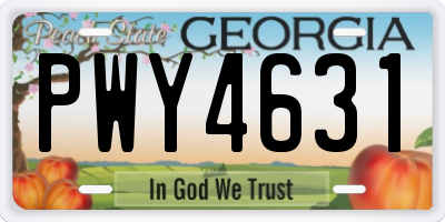 GA license plate PWY4631