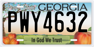 GA license plate PWY4632