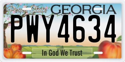GA license plate PWY4634