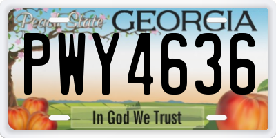 GA license plate PWY4636