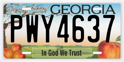 GA license plate PWY4637