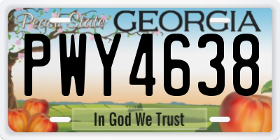 GA license plate PWY4638