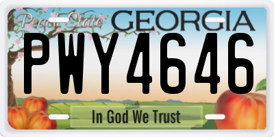 GA license plate PWY4646