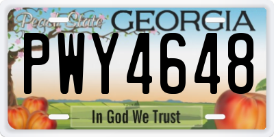 GA license plate PWY4648