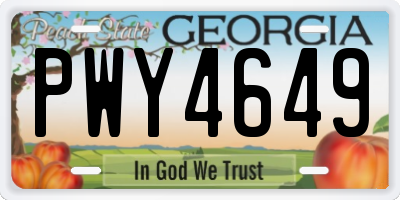 GA license plate PWY4649