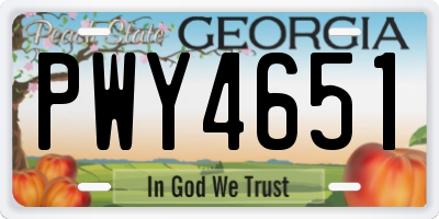 GA license plate PWY4651