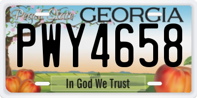GA license plate PWY4658