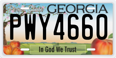 GA license plate PWY4660
