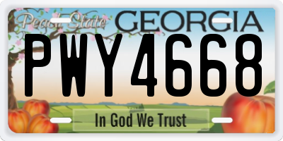 GA license plate PWY4668