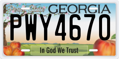 GA license plate PWY4670