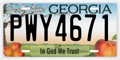 GA license plate PWY4671