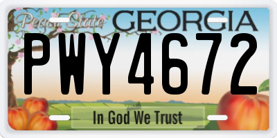 GA license plate PWY4672