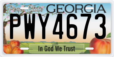 GA license plate PWY4673