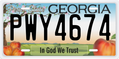 GA license plate PWY4674