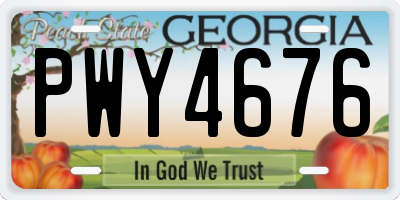 GA license plate PWY4676