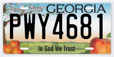 GA license plate PWY4681