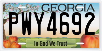 GA license plate PWY4692