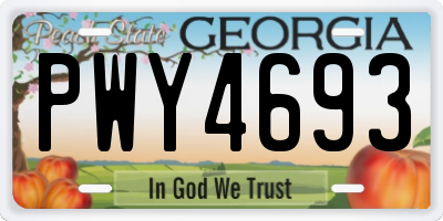 GA license plate PWY4693