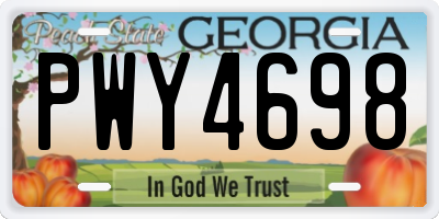 GA license plate PWY4698