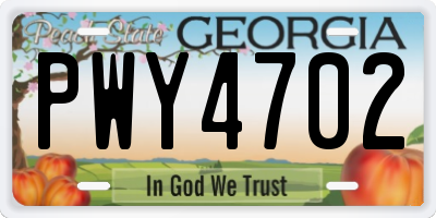 GA license plate PWY4702