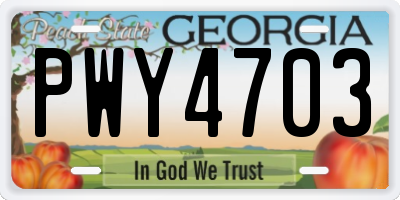 GA license plate PWY4703