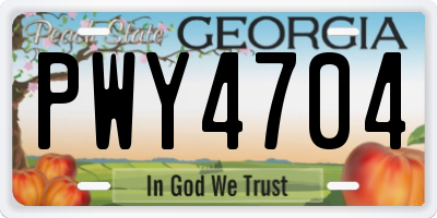 GA license plate PWY4704