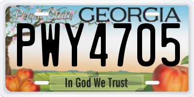 GA license plate PWY4705