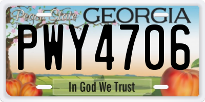 GA license plate PWY4706