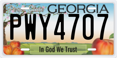 GA license plate PWY4707