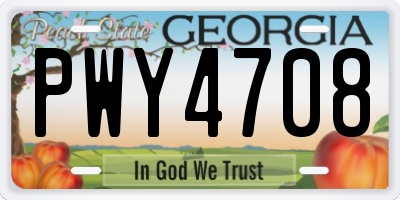 GA license plate PWY4708