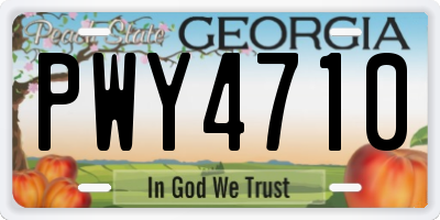 GA license plate PWY4710