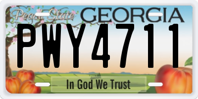 GA license plate PWY4711