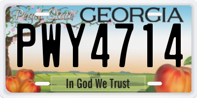 GA license plate PWY4714