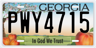 GA license plate PWY4715
