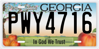 GA license plate PWY4716