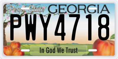 GA license plate PWY4718