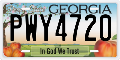 GA license plate PWY4720