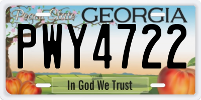 GA license plate PWY4722