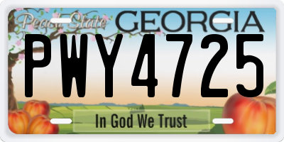 GA license plate PWY4725
