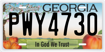 GA license plate PWY4730