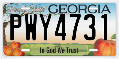 GA license plate PWY4731