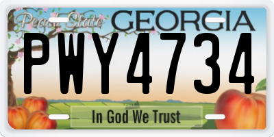 GA license plate PWY4734
