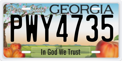 GA license plate PWY4735